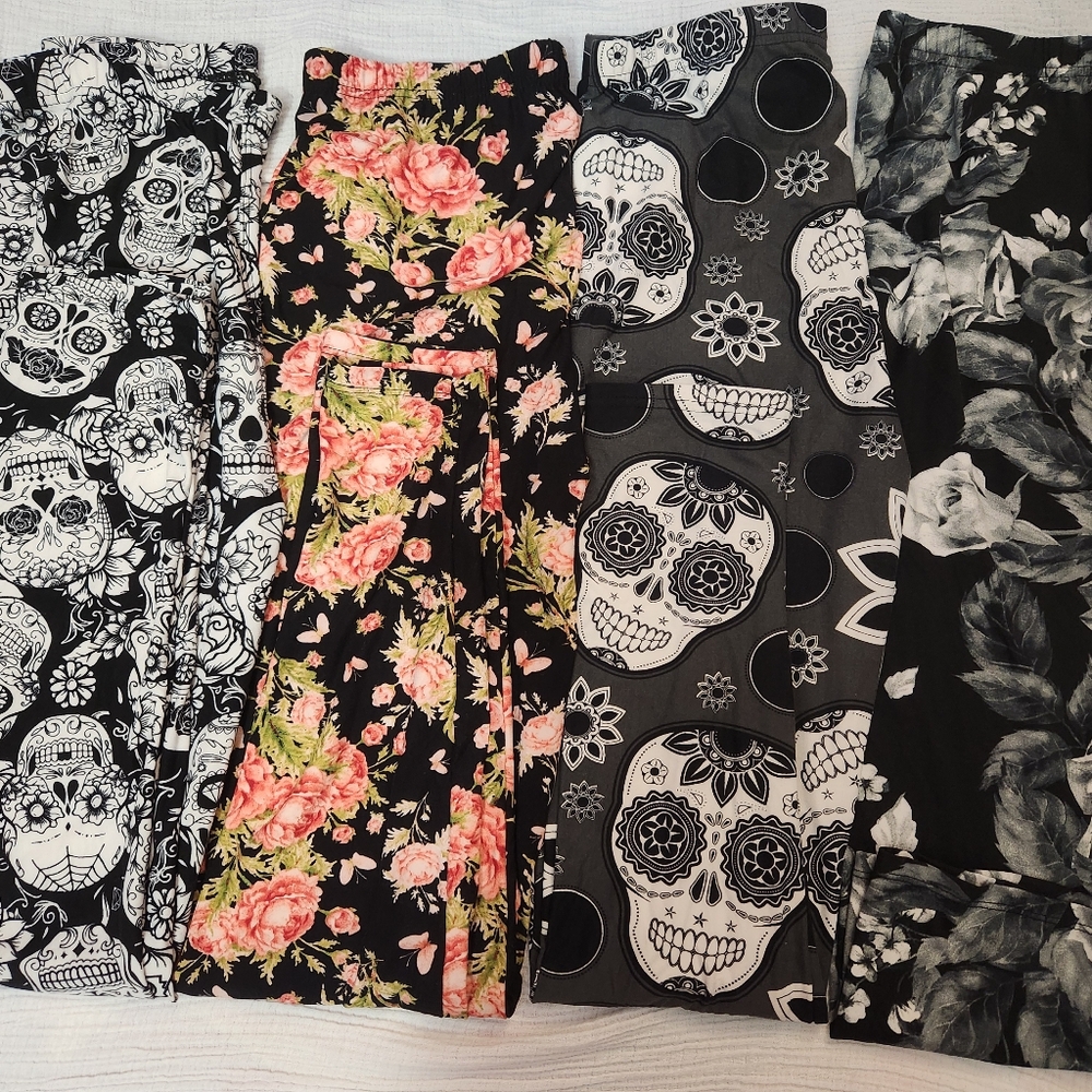 Colorful Plus Size Patterned Leggings Set